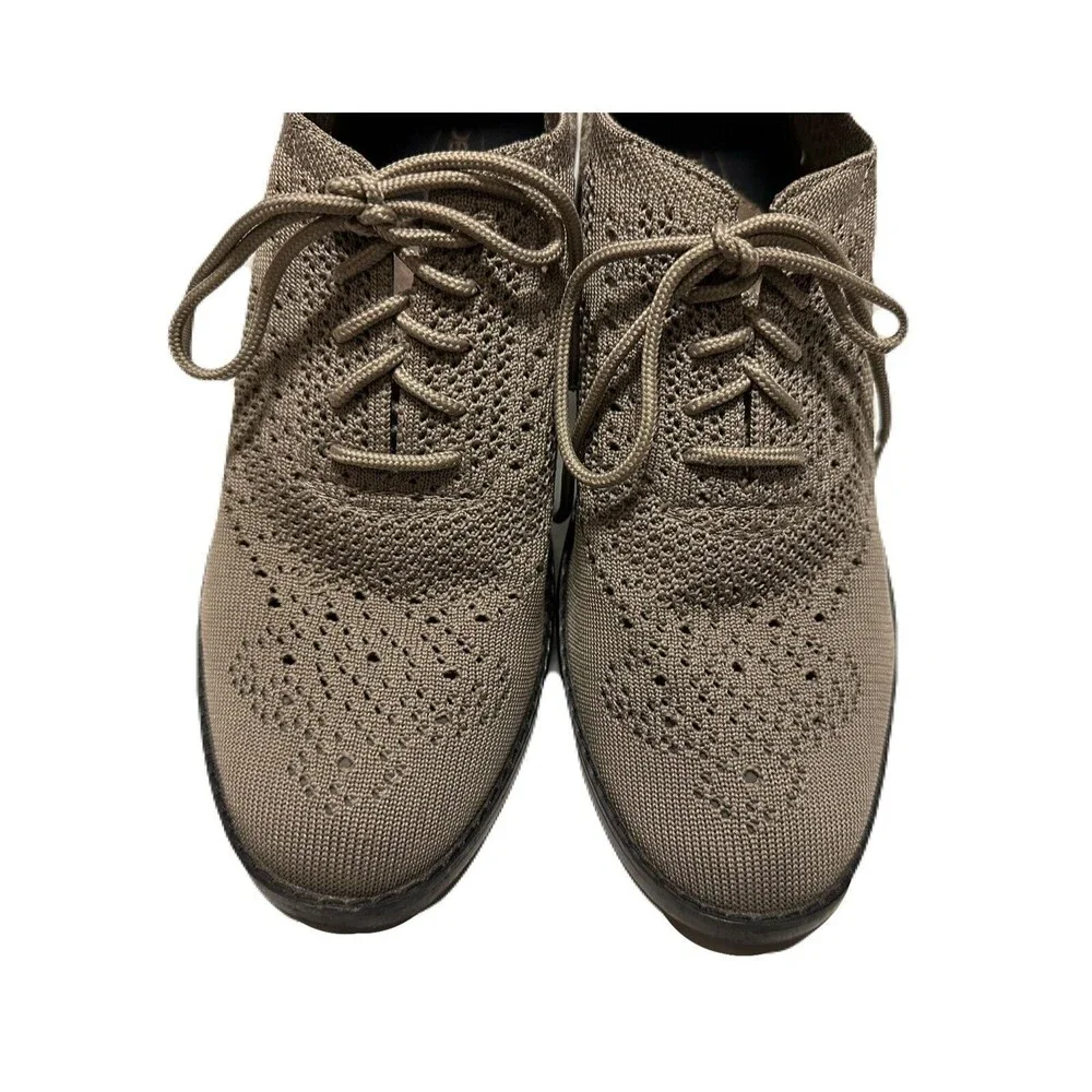 Aetrex Womens Size 7.5-8 38 EU Taupe Hayden Knit Stretch Knit Oxford Shoes EUC
